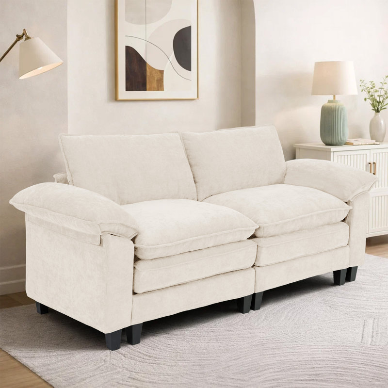 Canapé d'angle 2 pièces rembourré, Tissu beige