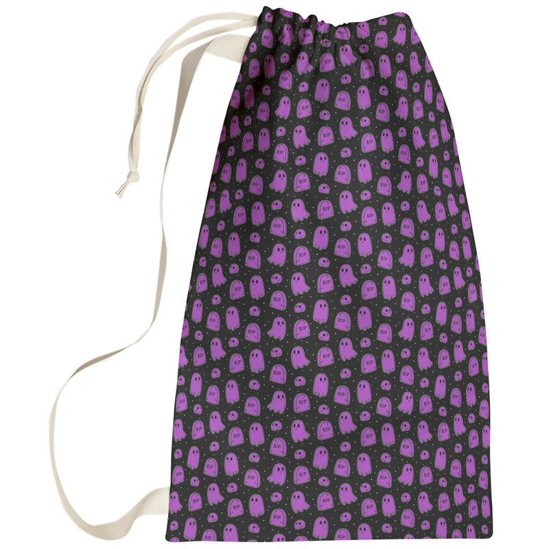 Kitterman Fabric Laundry Bag with Handles, Large (76.5" H x 29.5" W x 1.5" D), Black/Purple