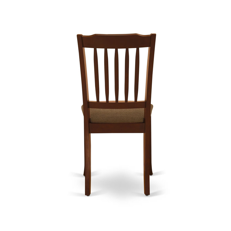 6 Piece Dining Room Furniture Set Contains a Rectangle Kitchen Table and 4 Linen Fabric Dining Chairs with a Bench, Mahogany