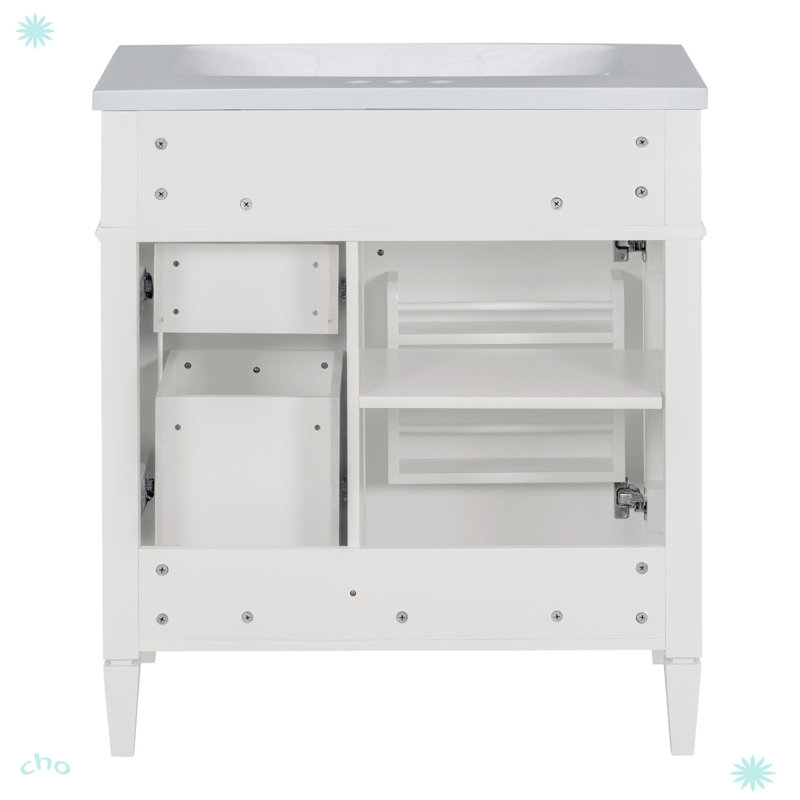 Meuble-lavabo de 30 po avec lavabo supérieur, Blanc