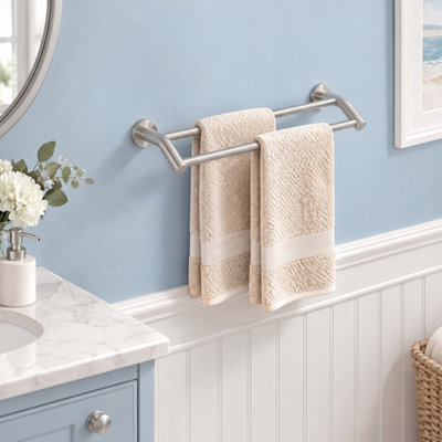 Double Towel Bar 24", Heavy Duty Sus304 Stainless Steel Dual Towel Racks For Bathroom Wall Mount, Space Saving Towel Rod Towel Holder Rail