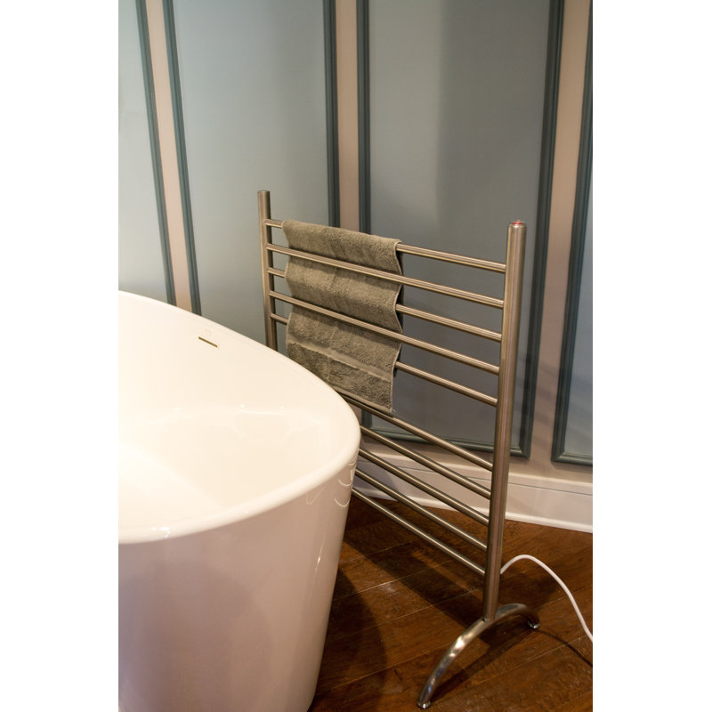 Solo Straight Towel Rail Towel Warmer, Brushed, 38" H x 32.5" W x 15" D