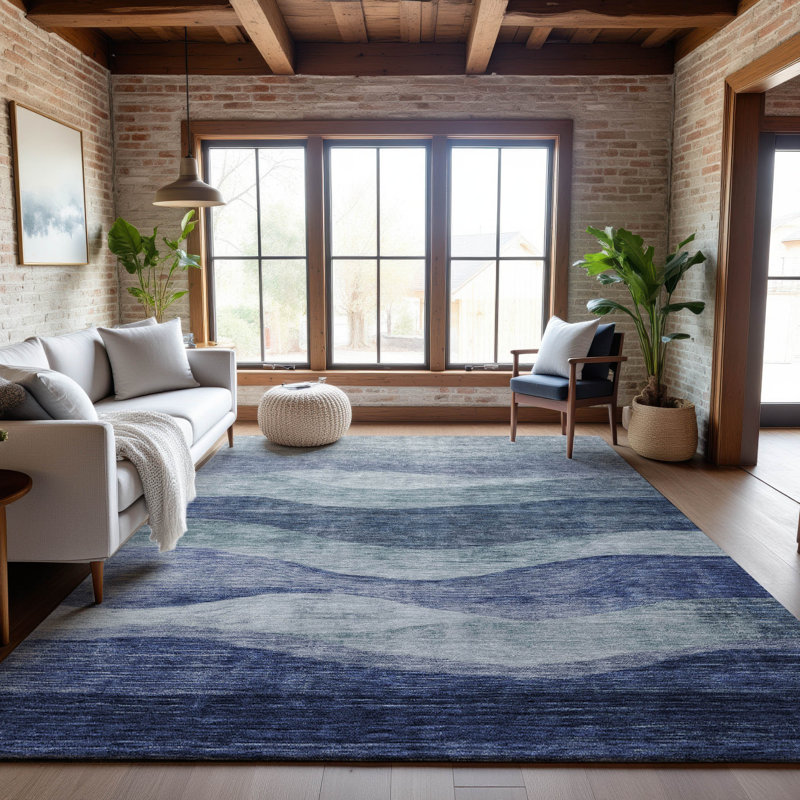 Premium Machine Washable Krause AMF1141 Swirls Rug, Rectangle 10 pi x 14 pi
