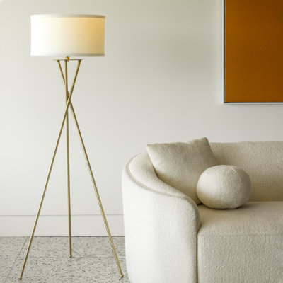 Jaxon 60 in. Mid-Century Modern LED Energy Efficient Floor Lamp with Fabric Drum Shade
