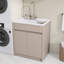 Armoire de buanderie autoportante gris clair 30 po x P 21,5 po x H 36,3 po avec lavabo intégré à surface solide, rangement à deux portes, pré-assemblé