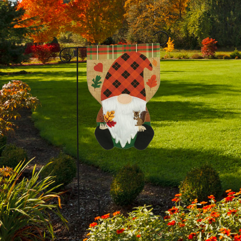 Fall Gnome Burlap Garden Flag