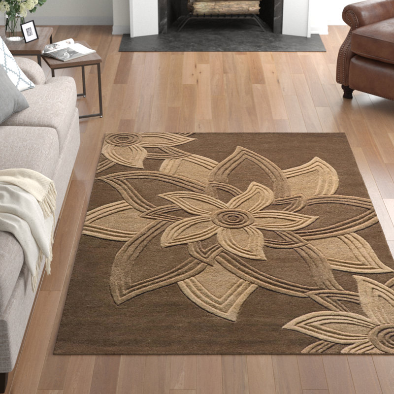 Cloninger Hand Tufted Wool Floral Indoor Rug, Rectangle 3'6" x 5'6"