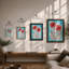 Coral Flowers at Rest Mid-Century - Framed Print-501813778-501813780
