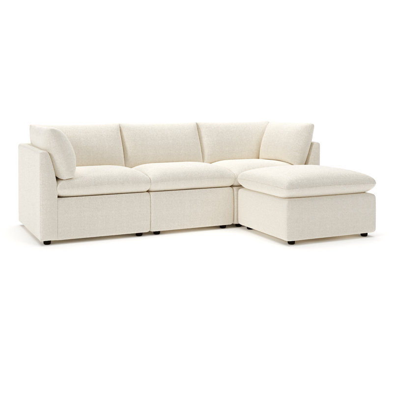 Canapé modulaire 4 pièces Kallie, Perle Davis