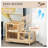 2-Tier Wooden Hamster Cage with Glass Front, Seesaw, Hut and Running Wheel - Natural Wood Finish