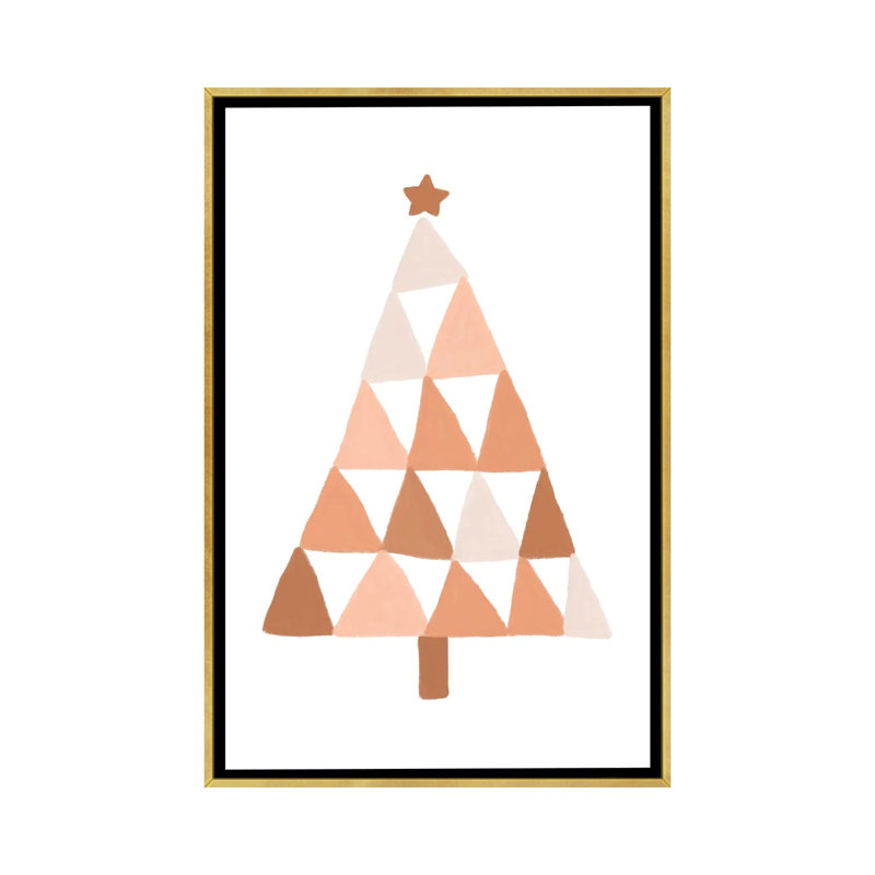 Arbre de Noël pastel par Orara studio-reproduction d’art, H 26 po x l 18 po x 1,5 po, Toile encadrée d'or, Pas de tapis