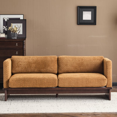 Accoudoir carré moderne à 3 places de 77 pouces de couleur Boucle Nomad avec pied central pour le soutien et tissu de revêtement respirant doux au toucher