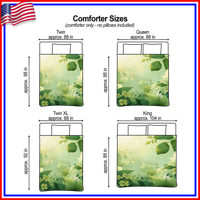 Green Leafy Plants Comforter, Twin Extra Long