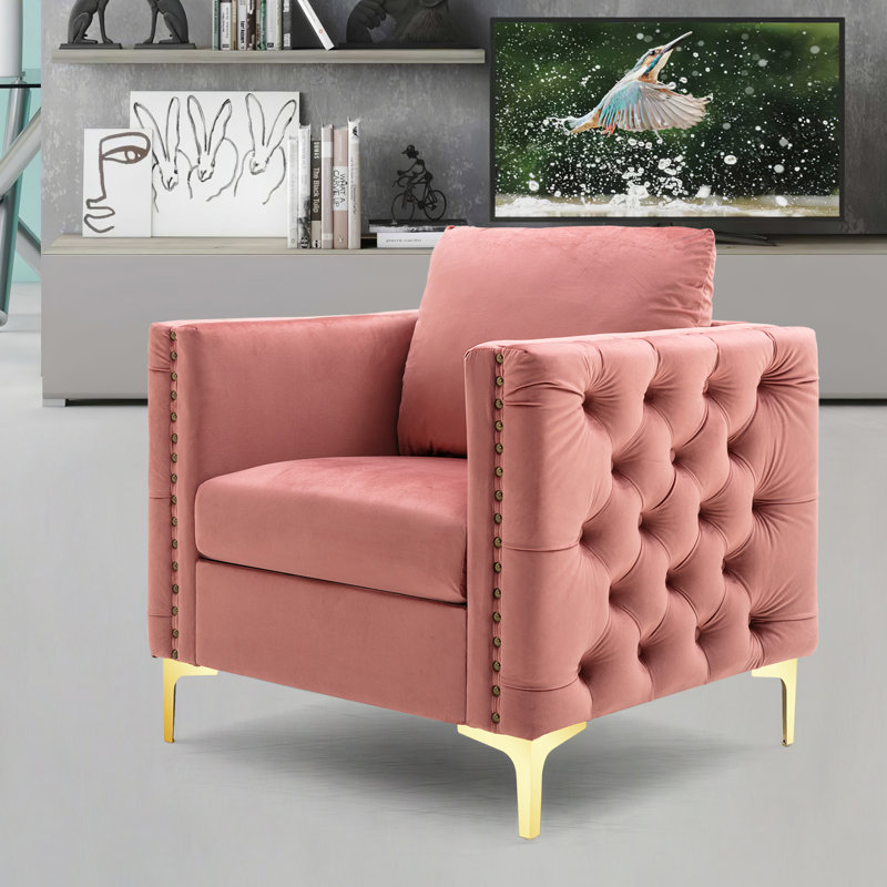 Hal Velvet Armchair, Pink