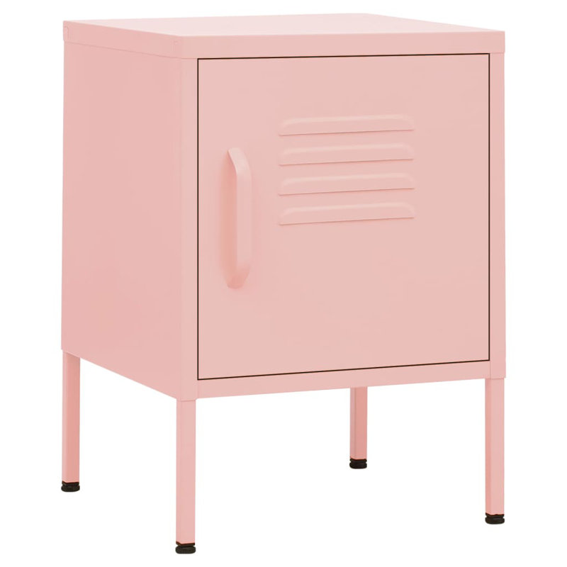 Izzabel 35cm W Steel Bedside Table, Pink, Set of 2