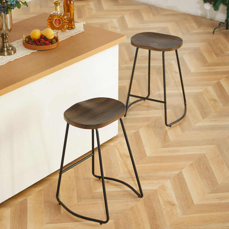 Ensemble de siège de selle en bois massif avec repose-pieds Alazia, Tabouret de comptoir (siège d'une hauteur de 26 p, 2