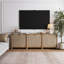 Rustic Wood TV Stand Cabinet With Seagrass Door Panels-110437287