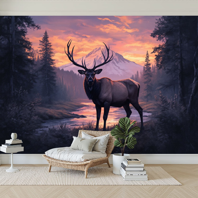Papier peint adhésif sur toile Elk, L 96 po x l 69 po