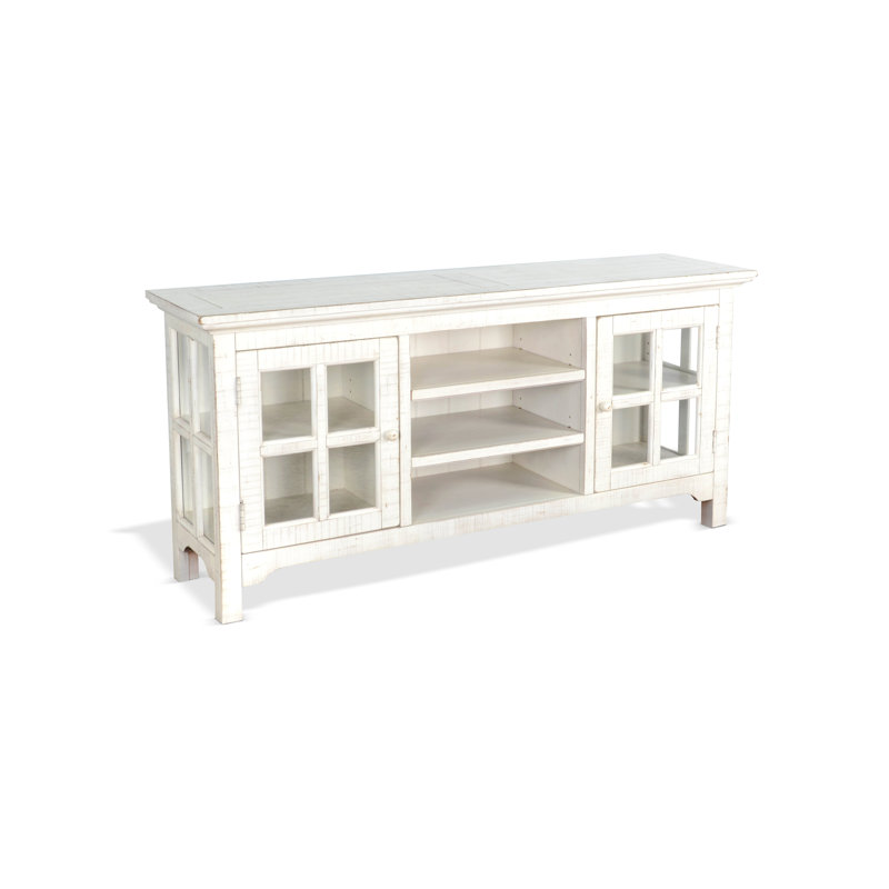 Crédence de rangement en bois massif Brijette, Blanc