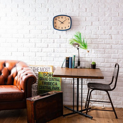 Navy Solid Wood Rounded Square Wall Clock