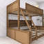 Lit superposé simple au-dessus de grand lit brun avec armoires de rangement et ports USB-804523630