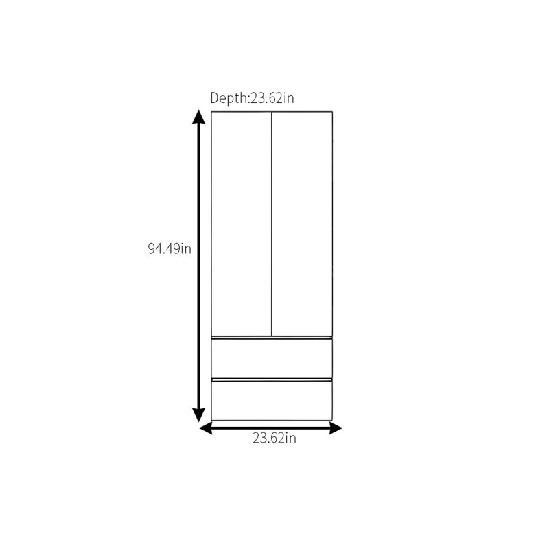 Garde-robe simple de style crème, H 94,49 po x l 23,62 po x P 23,62 po