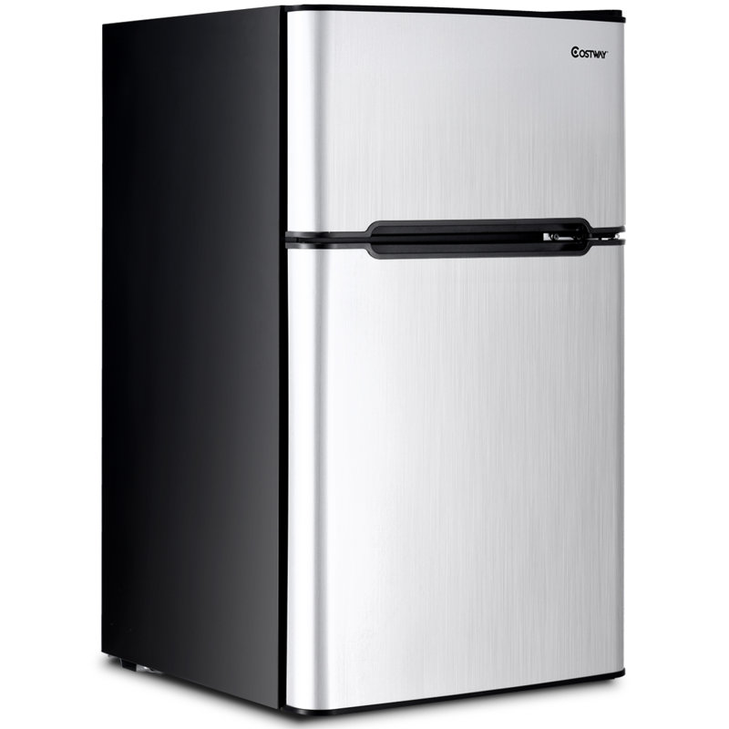 Costway 3.2 Cu Ft Compact Gray Refrigerator with Freezer