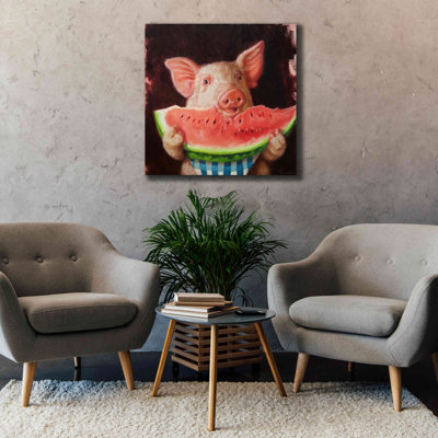 «Pig Out» par Lucia Heffernan, reproduction sur toile tendue