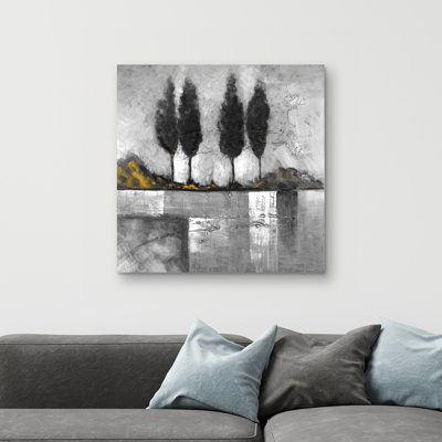 Grayscale industrial landscape - 32"x32" art on canvas