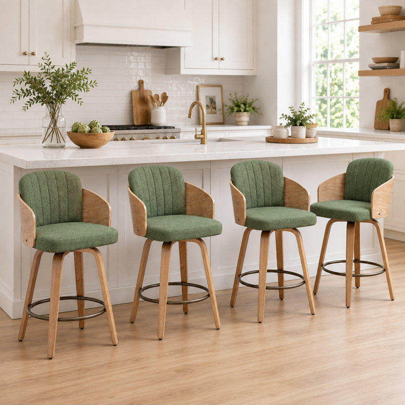 Tabourets de bar Tyandra, Vert, Tabouret de comptoir (siège d'une hauteur de 25,3