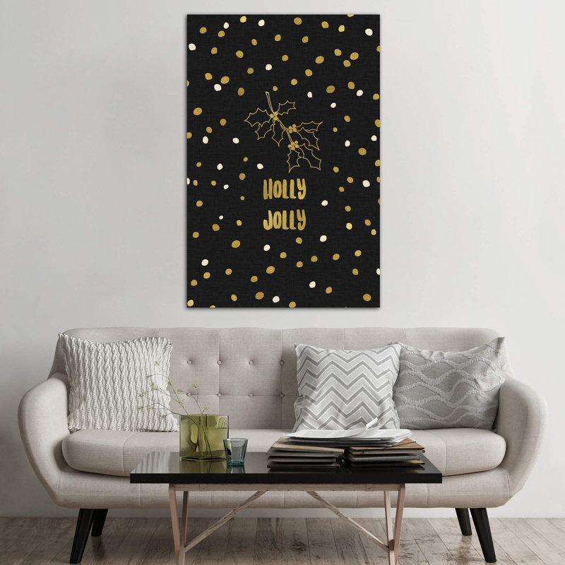 Holly Jolly Gold - Wrapped Canvas Print, 66.04 cm H x 45.72 cm W x 1.91 cm D