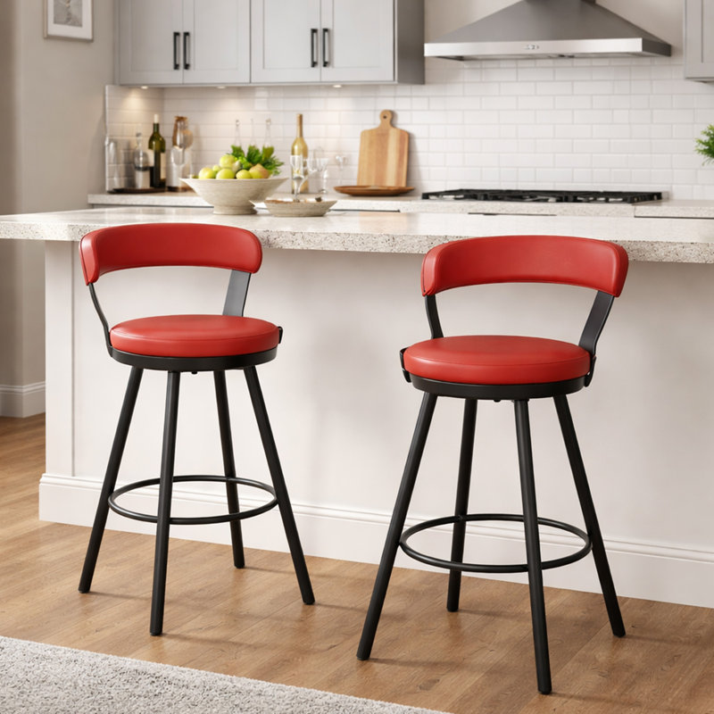Tabouret de bar et de comptoir Hardouin, Bar haut (siège d'une hauteur de 30,25 po), Rouge