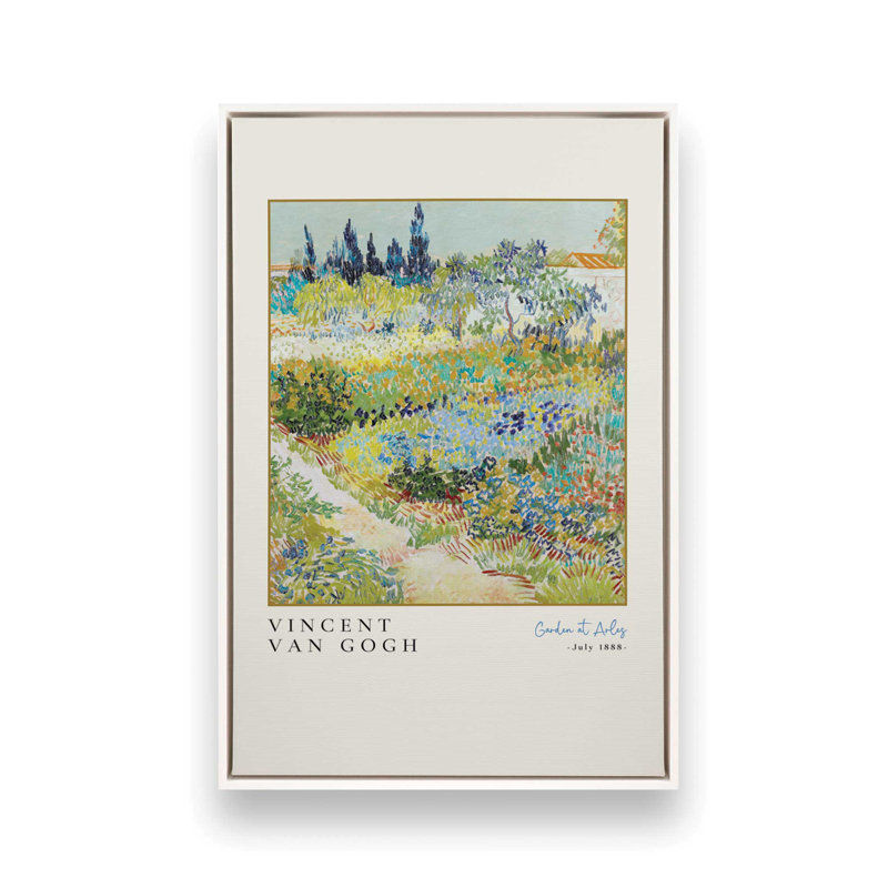 Jardin Van Gogh à Arles, H 12,75 po x l 8,75 po x P 1,75 po, Cadre flottant blanc opaque