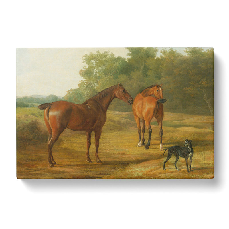Horses And Hound by Jacques-Laurent Agasse - Wrapped Canvas Painting, 35cm H x 50cm W x 3cm D