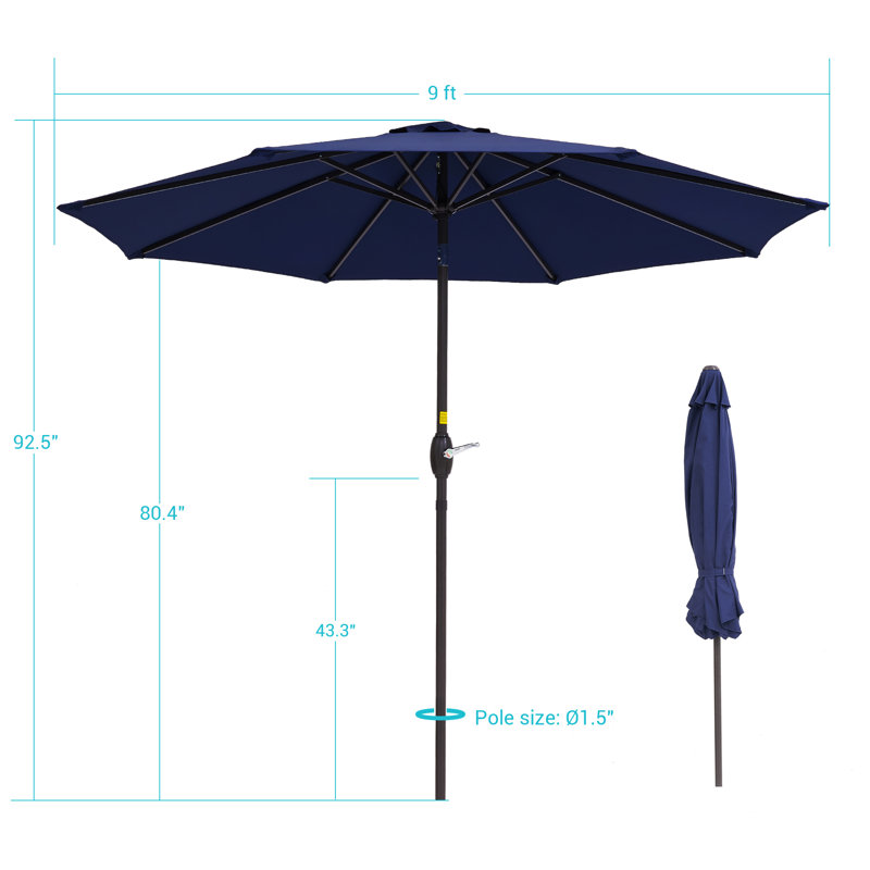 Parasol de marché de 108 po Kanila, Bleu marine