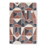Sweater Weather Wool Geometric Area Rug in Blue/Brown/Ivory