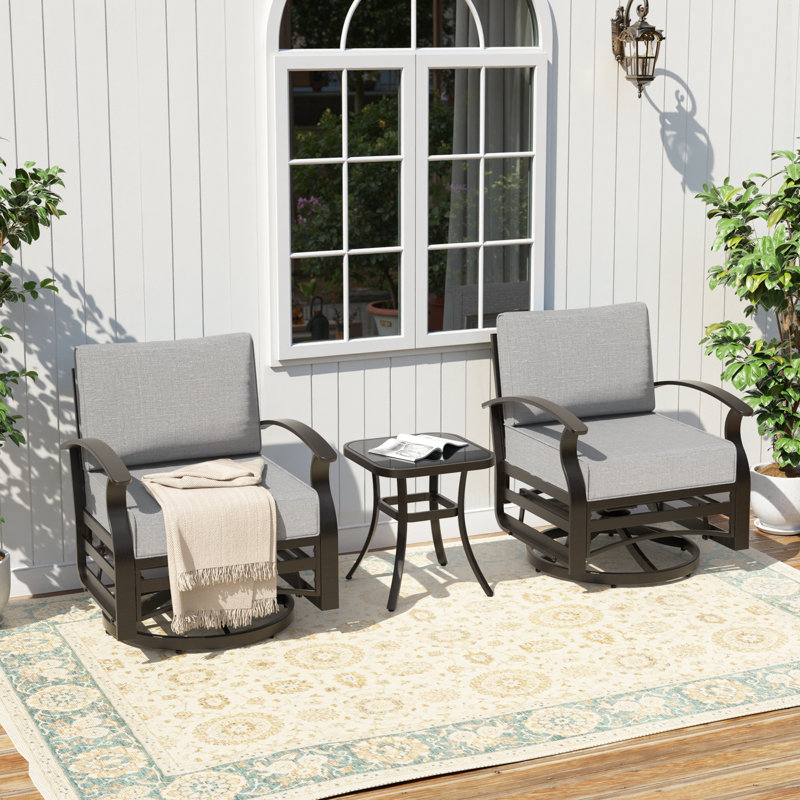 28.5" wide Outdoor Metal Patio Glider Swivel Chair, Gray