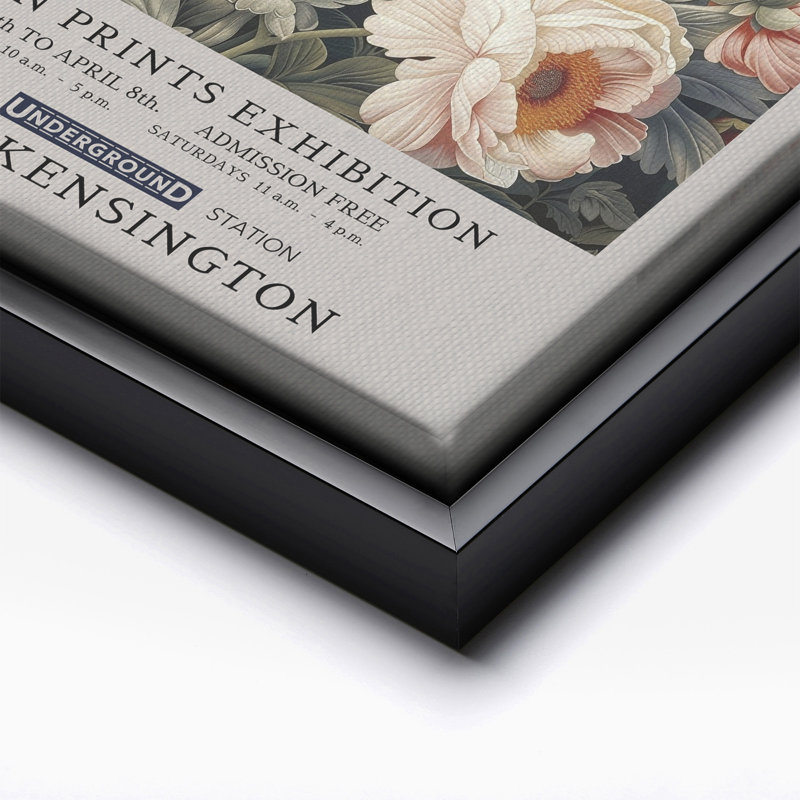 William Morris - pivoine no 2, Black Framed, Canvas, 24"H x 32"W