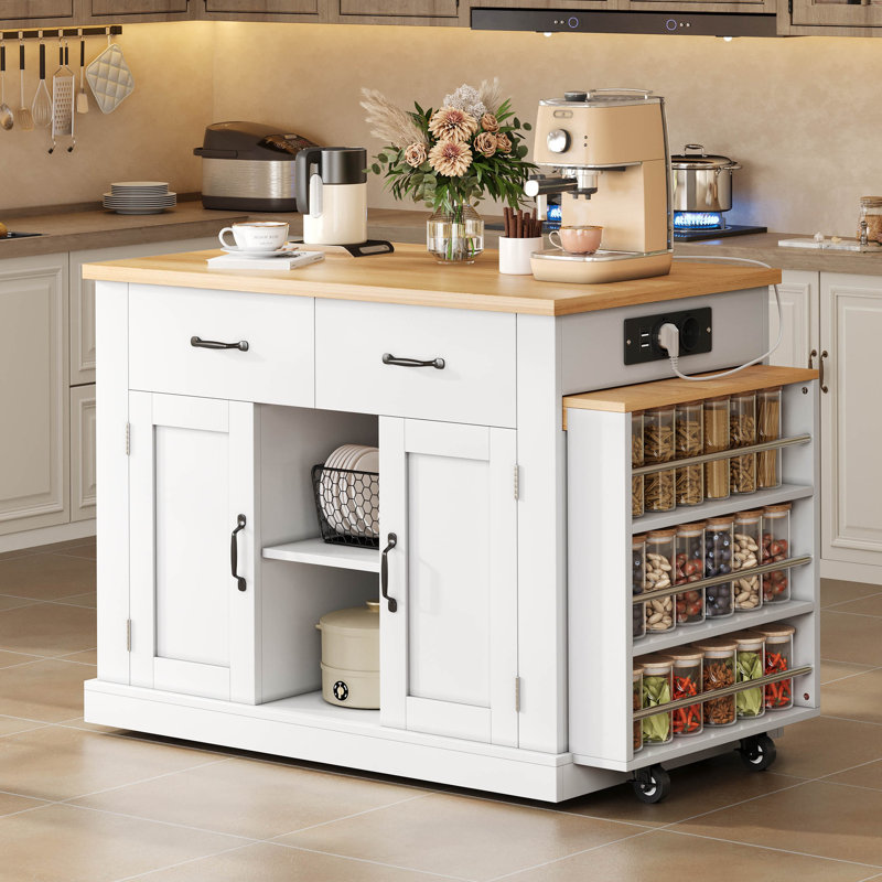 60 cm W Kitchen Island with, White