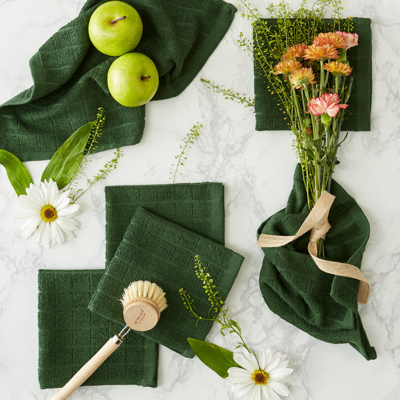 Waffle Dish Cloth Kitchen Towel, Hunter Green