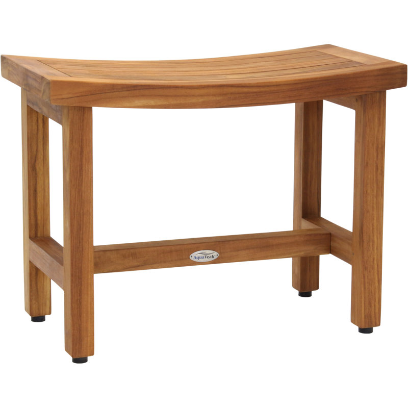 Sumba Lotus 24" Teak Shower Bench with Rubber Feet