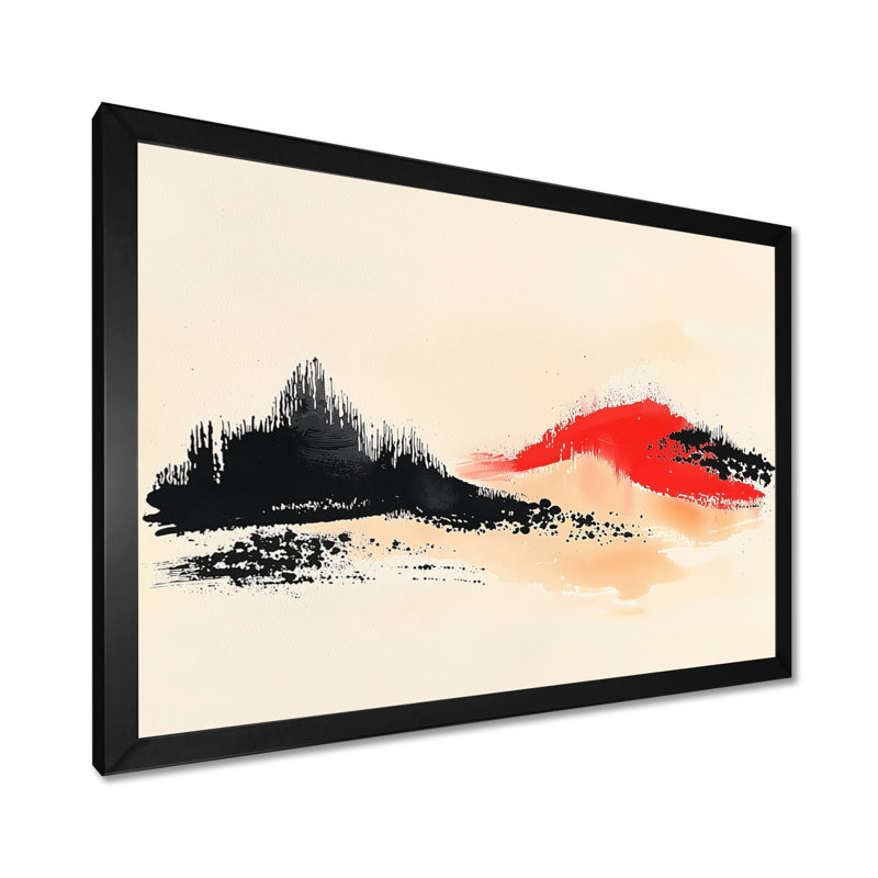 «Pure Nature», art japonais moderne à l'encre du Japon - Minimalisme abstrait, art mural, H 30 po x l 40 po, Cadre simple