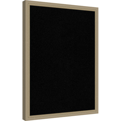 Tableau d'affichage en liège noir Belmont, cadre argenté vieilli