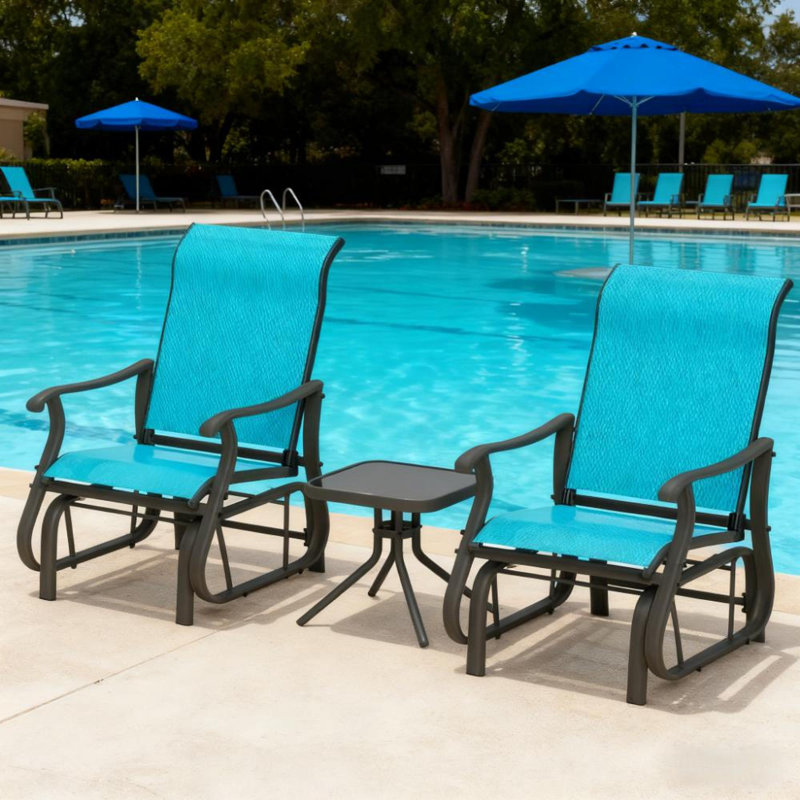Ensembles de table de salle à manger modernes en acier avec chaises coulissantes pour patios extérieurs