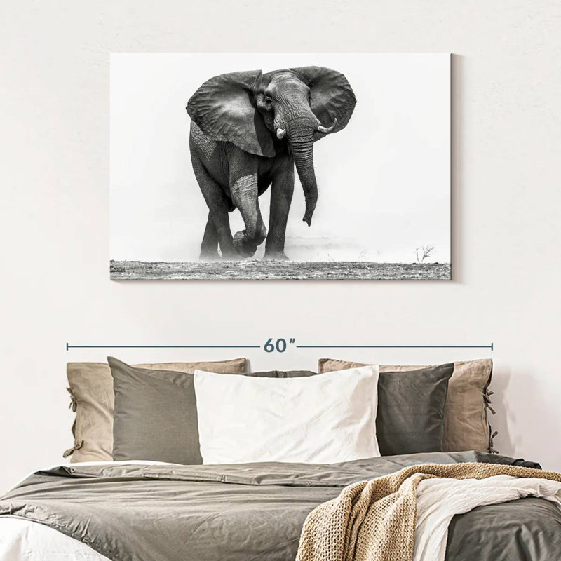 African Elephant Walking, 32" H x 48" W