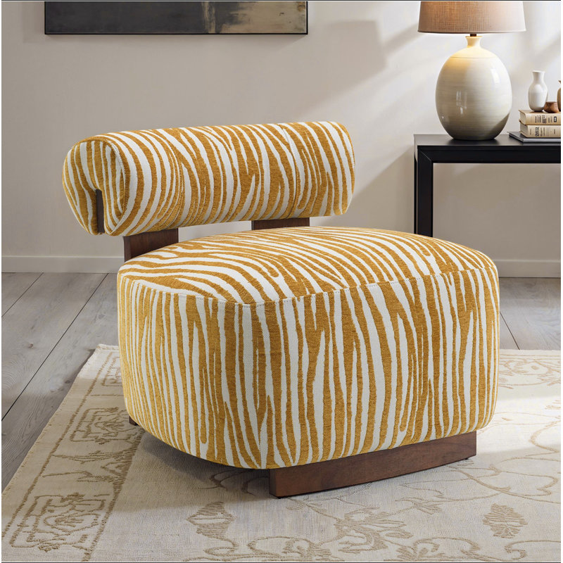 Chaise d'appoint de style contemporain avec dossier cylindrique en mousse à haute densité zébrée et dossier principal