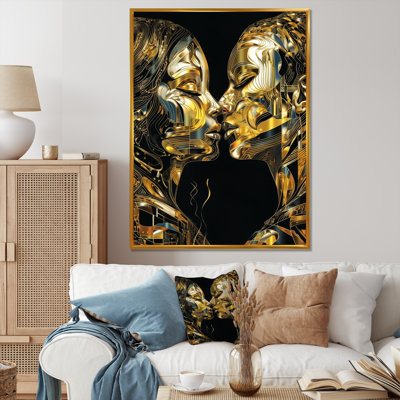 Acrylique Couple qui s'embrasse III - Impression sur toile de marbre abstrait