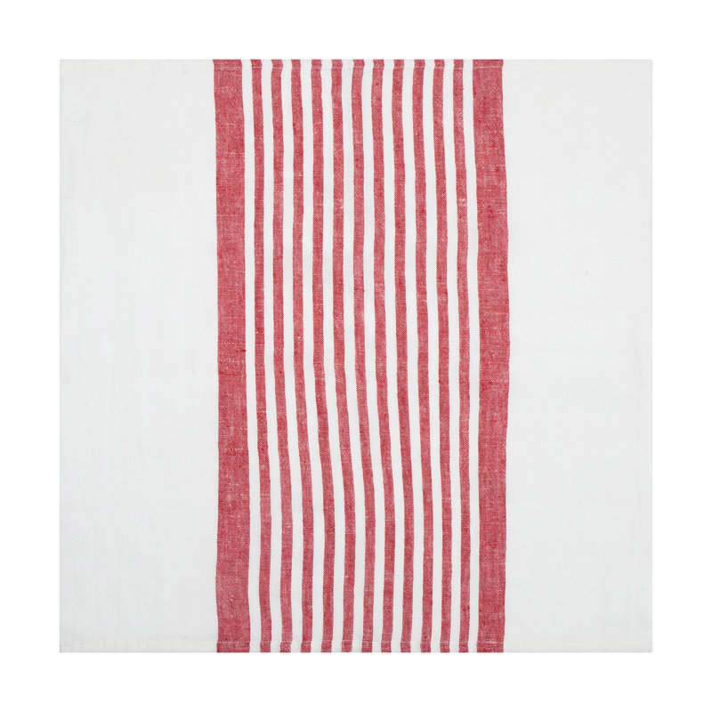 Brittany Square Napkin, White/Red