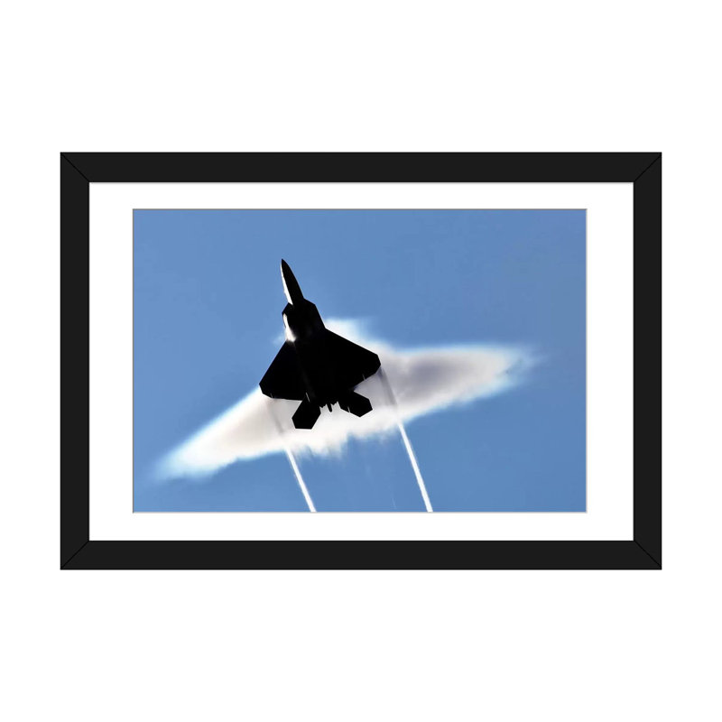 " A US Air Force F-22 Raptor Aircraft Executing A Supersonic Flyby " by Stocktrek Images, 16" H x 24" W x 1" D, White