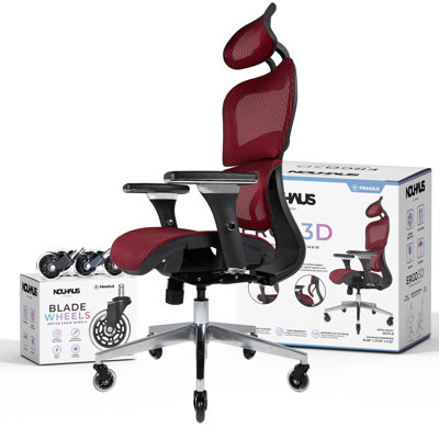 Nouhaus Ergo3D Ergonomic Office Chair Lumbar Support Mesh Office Chair with 4D Adjustable Armrest, Adjustable Headrest and Wheels, Mesh High Back Home Office Desk Chairs